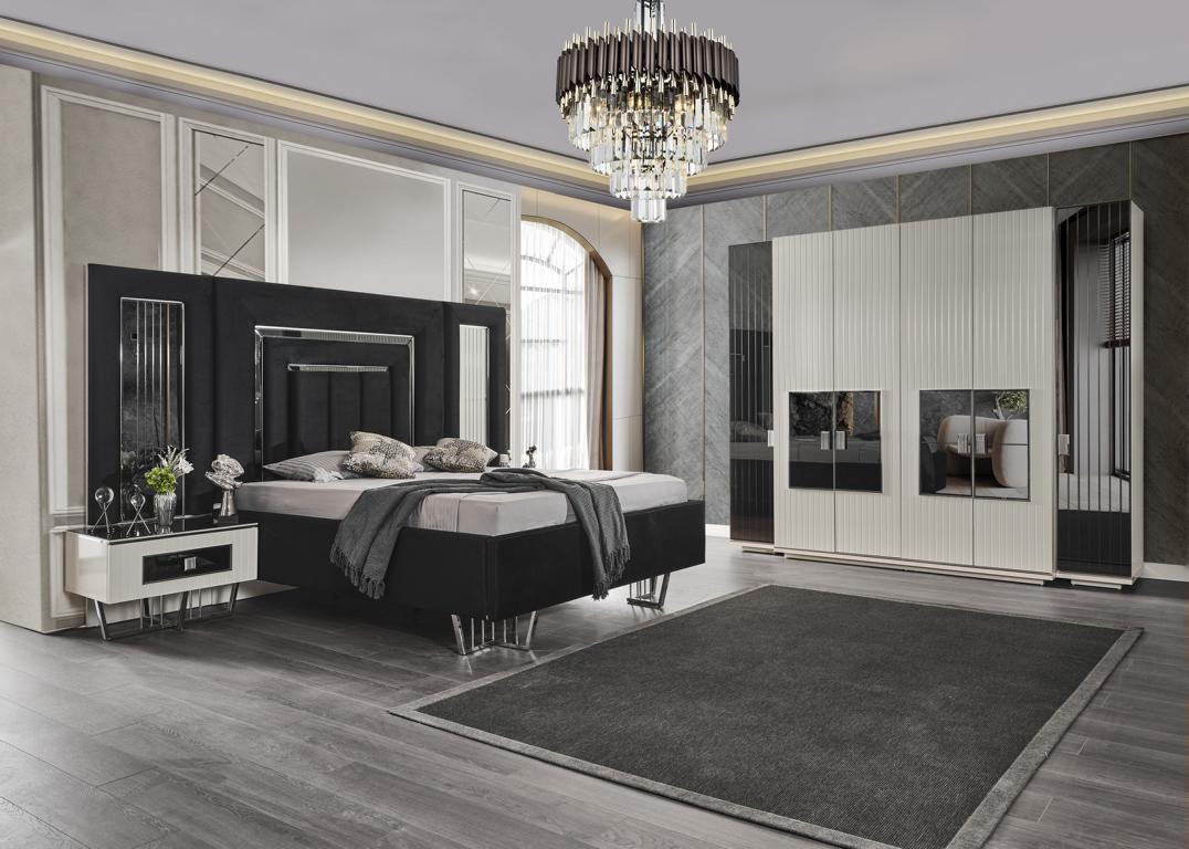 Elegantes Schlafzimmer-Set: Bett, Metallschrank Und Luxuriöse regarding Schlafzimmer Elegant